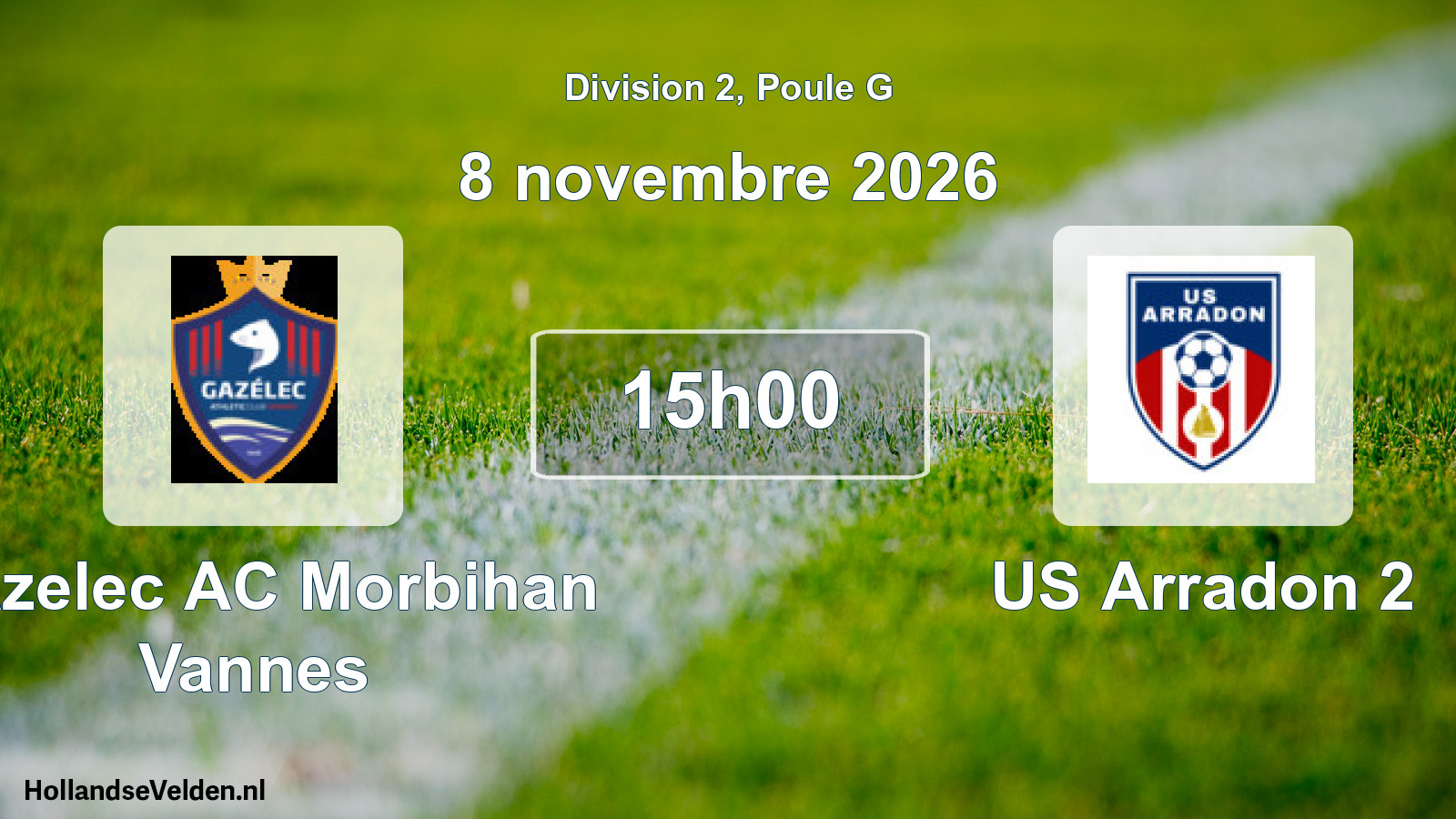 Match programmé: Gazelec AC Morbihan Vannes - US Arradon 2 (8 novembre 2026)
