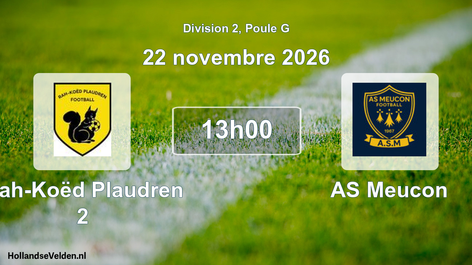 Match programmé: Rah-Koëd Plaudren 2 - AS Meucon (22 novembre 2026)