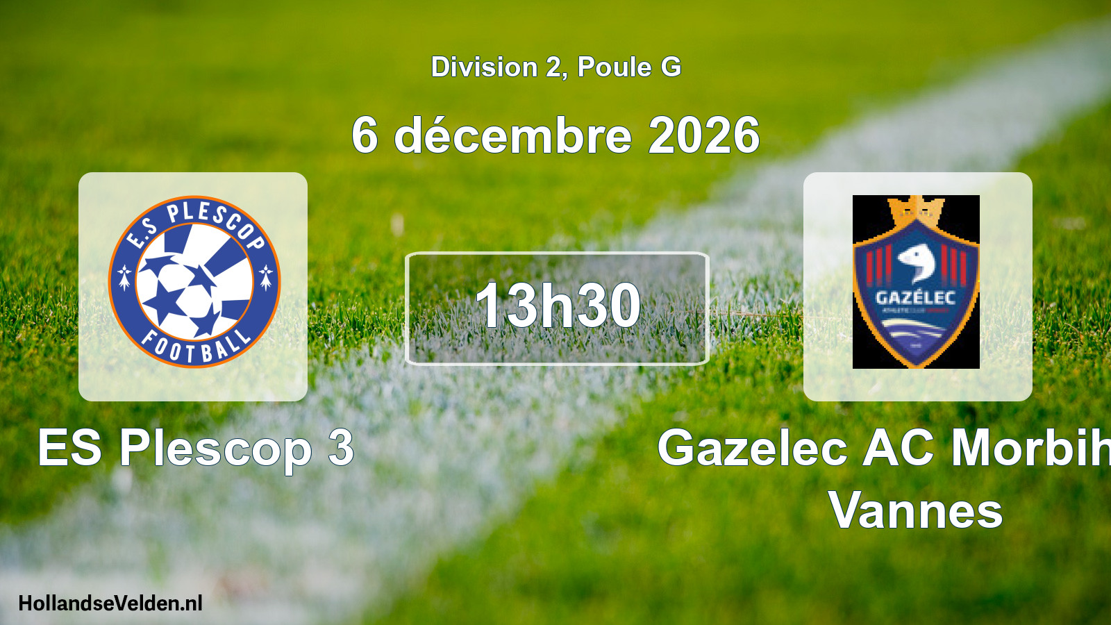 Match programmé: ES Plescop 3 - Gazelec AC Morbihan Vannes (6 décembre 2026)