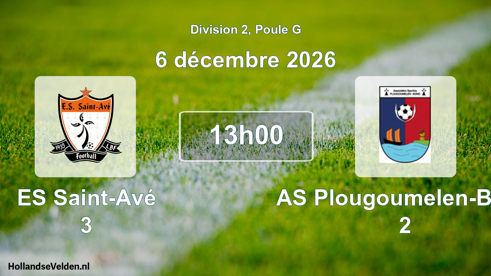 Match programmé: ES Saint-Avé 3 - AS Plougoumelen-Bono 2 (6 décembre 2026)