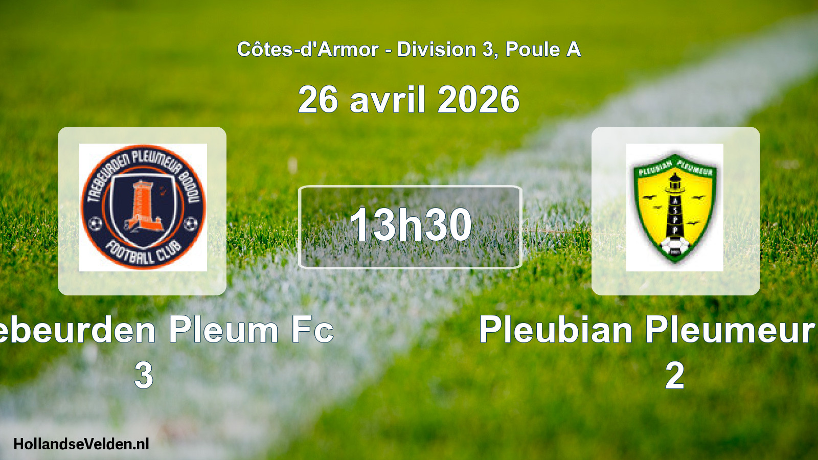 Geplande wedstrijd: Trebeurden Pleum Fc 3 - Pleubian Pleumeur As 2 (26 avril 2026)