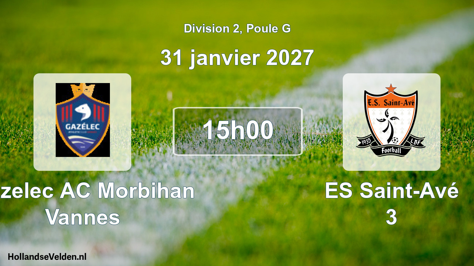 Match programmé: Gazelec AC Morbihan Vannes - ES Saint-Avé 3 (31 janvier 2027)