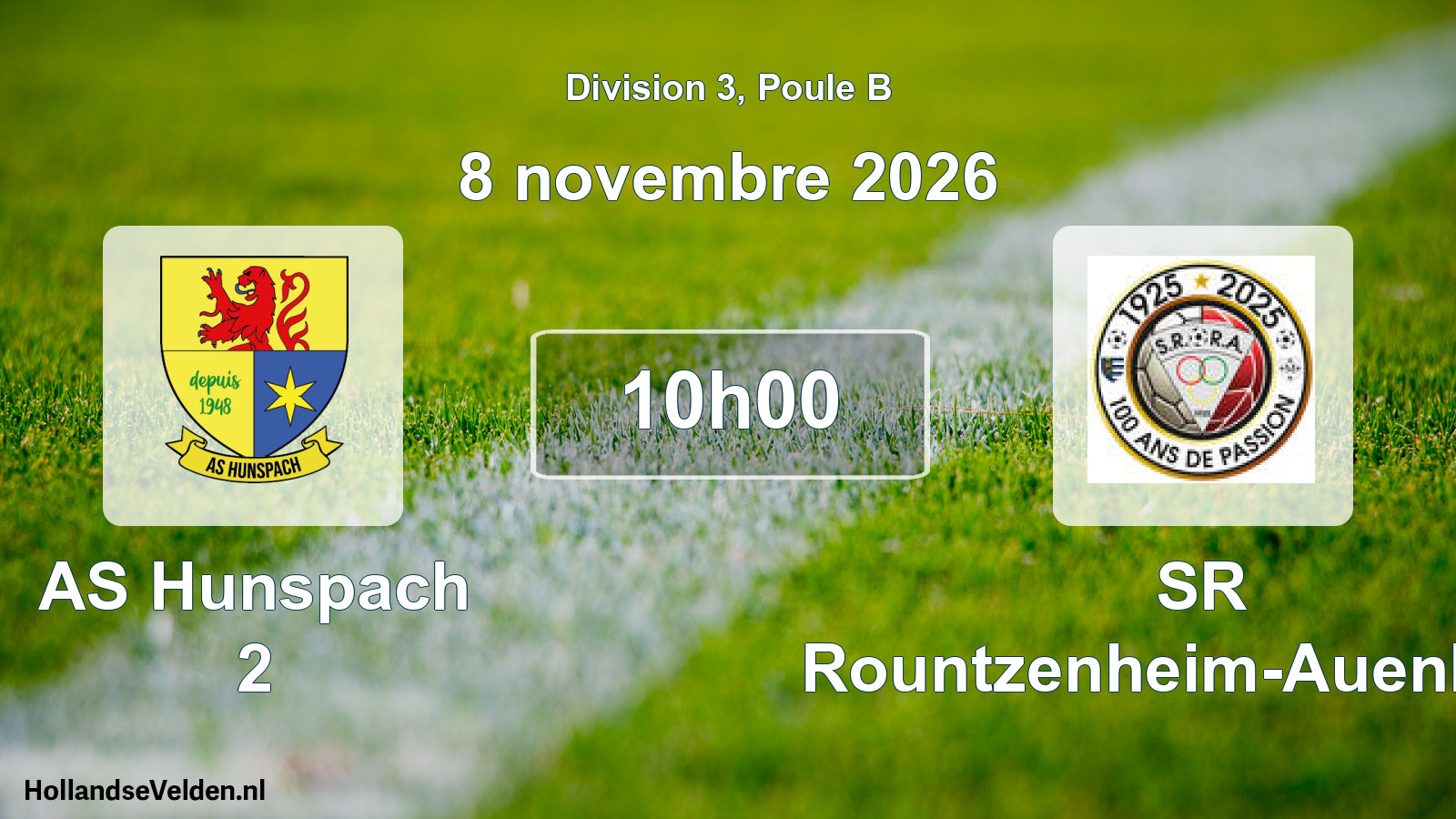 Match programmé: AS Hunspach 2 - SR Rountzenheim-Auenheim (8 novembre 2026)