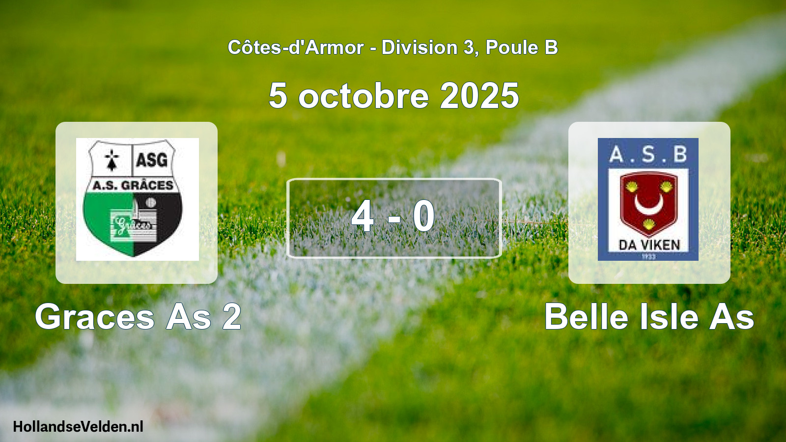 Gespeelde wedstrijd: Graces As 2 - Belle Isle As 4 - 0 (5 oktober 2025)