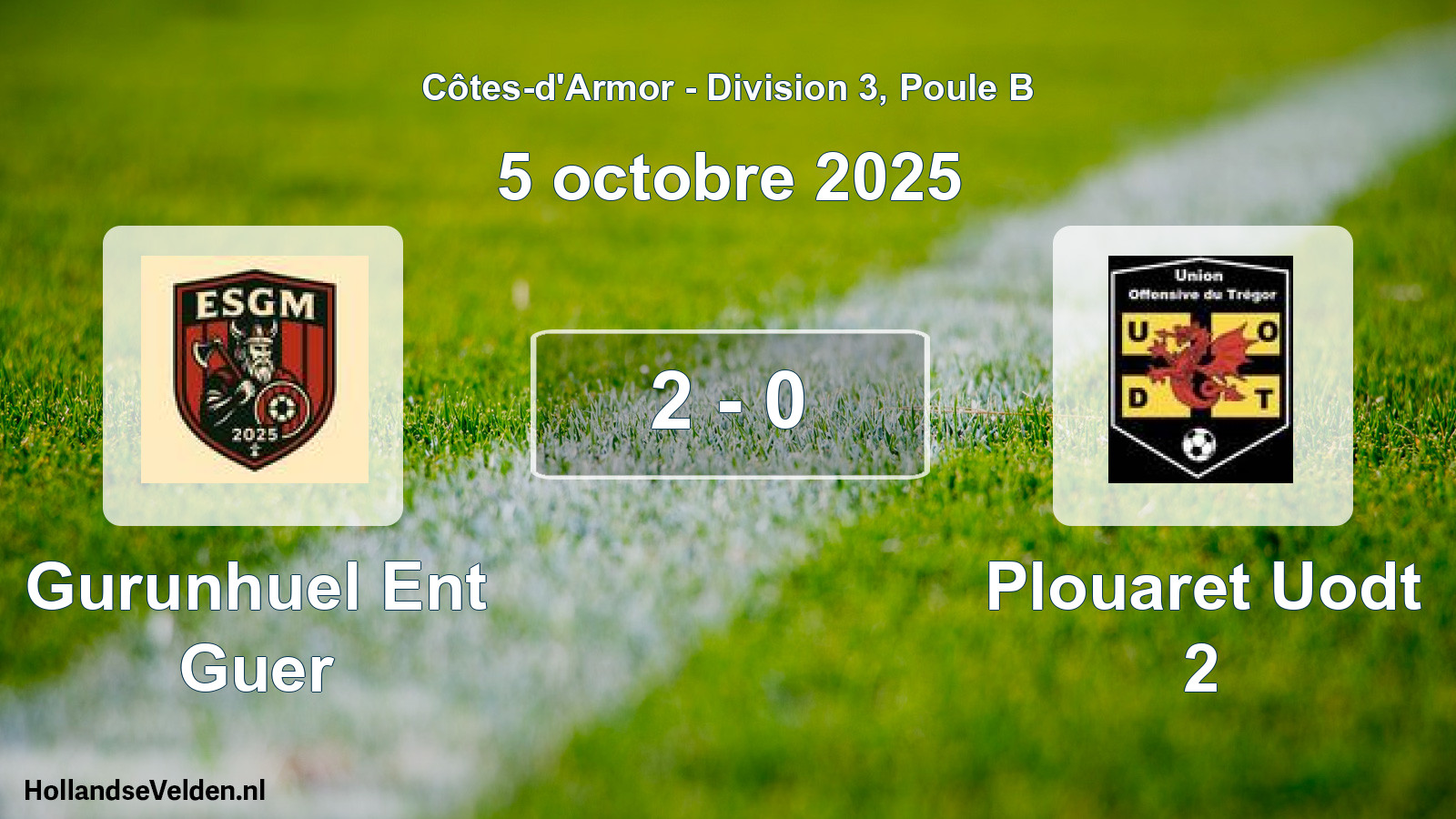 Gespeelde wedstrijd: Gurunhuel Ent Guer - Plouaret Uodt 2 2 - 0 (5 oktober 2025)