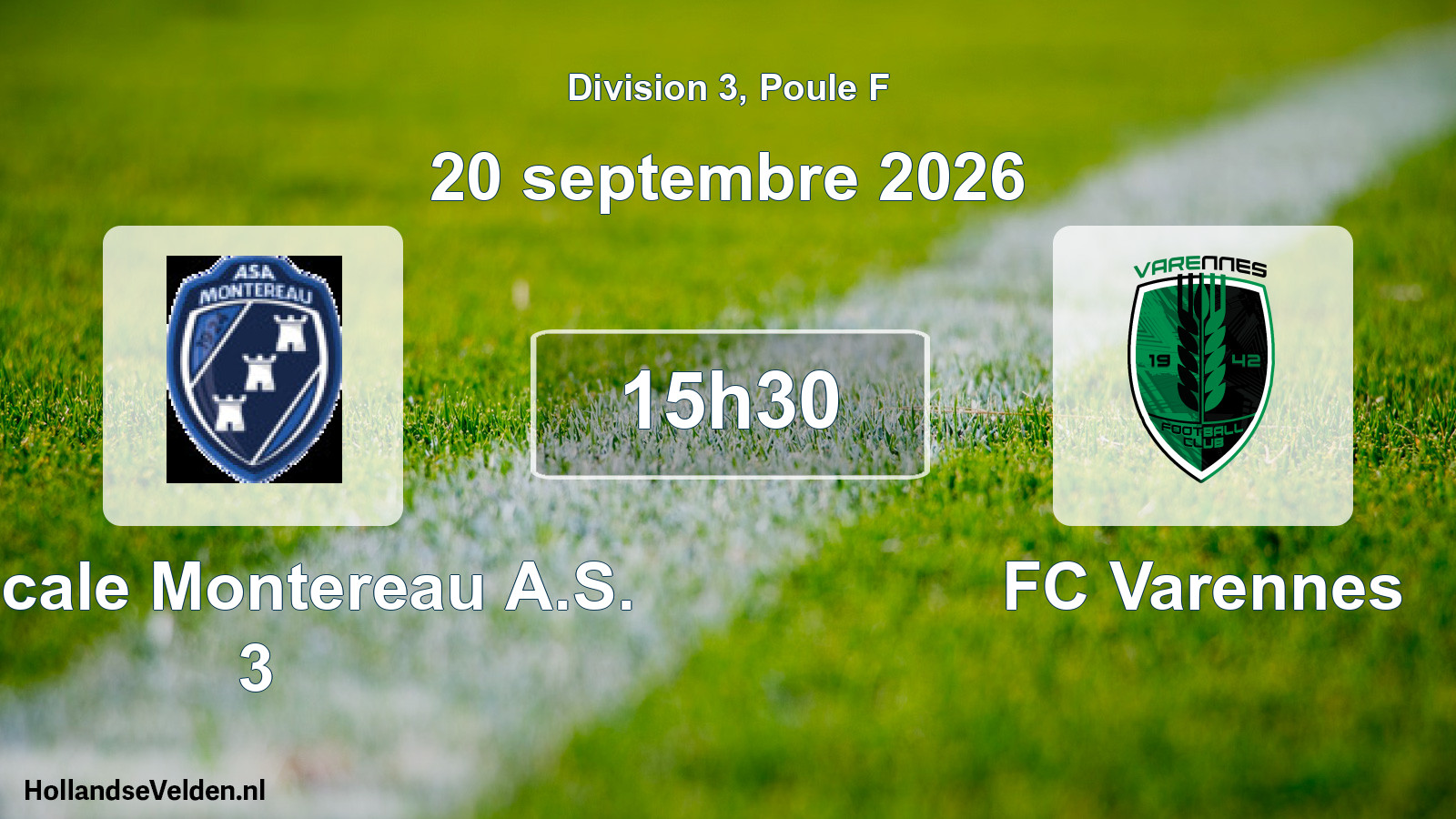 Scheduled Match: Amicale Montereau A.S. 3 - FC Varennes (20 September 2026)