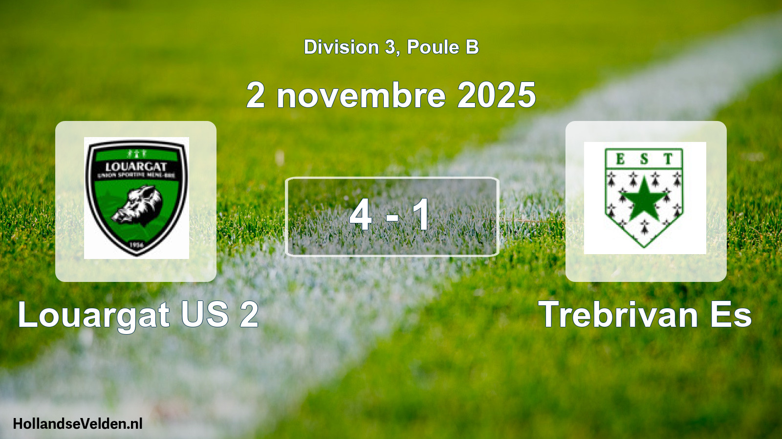 Total number of matches played: Louargat US 2 - Trebrivan Es 4 - 1 (2 November 2025)