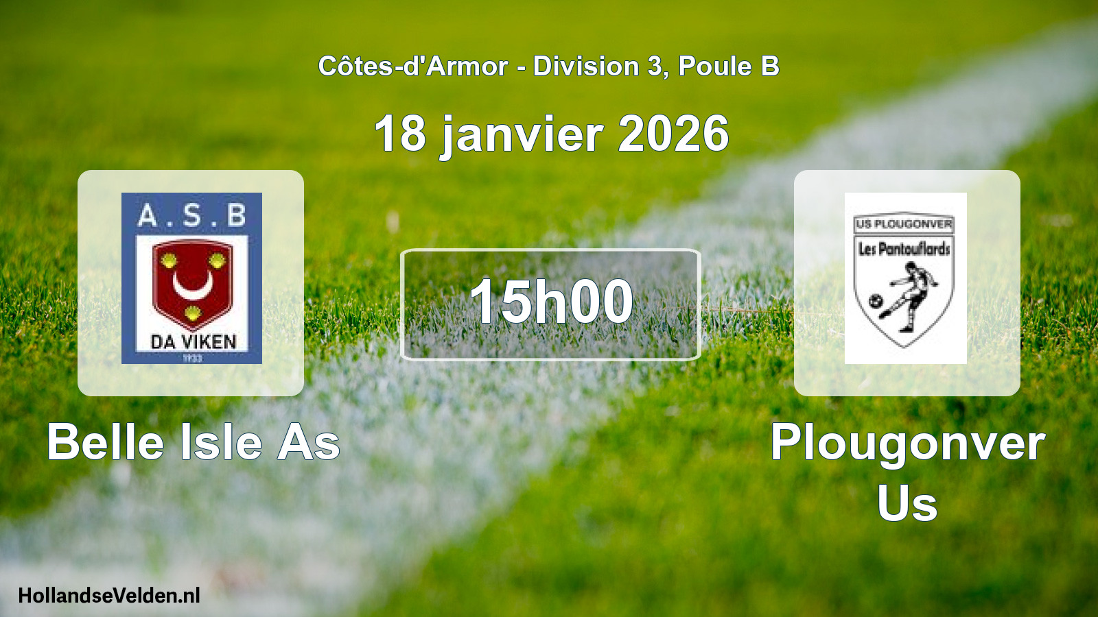 Scheduled Match: Belle Isle As - Plougonver Us (18 January 2026)