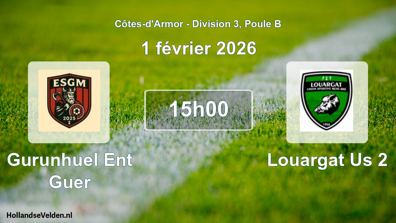 Scheduled Match: Gurunhuel Ent Guer - Louargat Us 2 (1 February 2026)