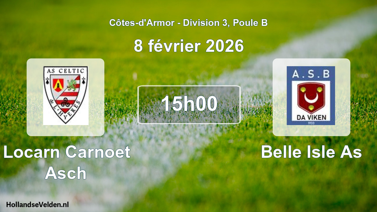 Geplande wedstrijd: Locarn Carnoet Asch - Belle Isle As (8 février 2026)