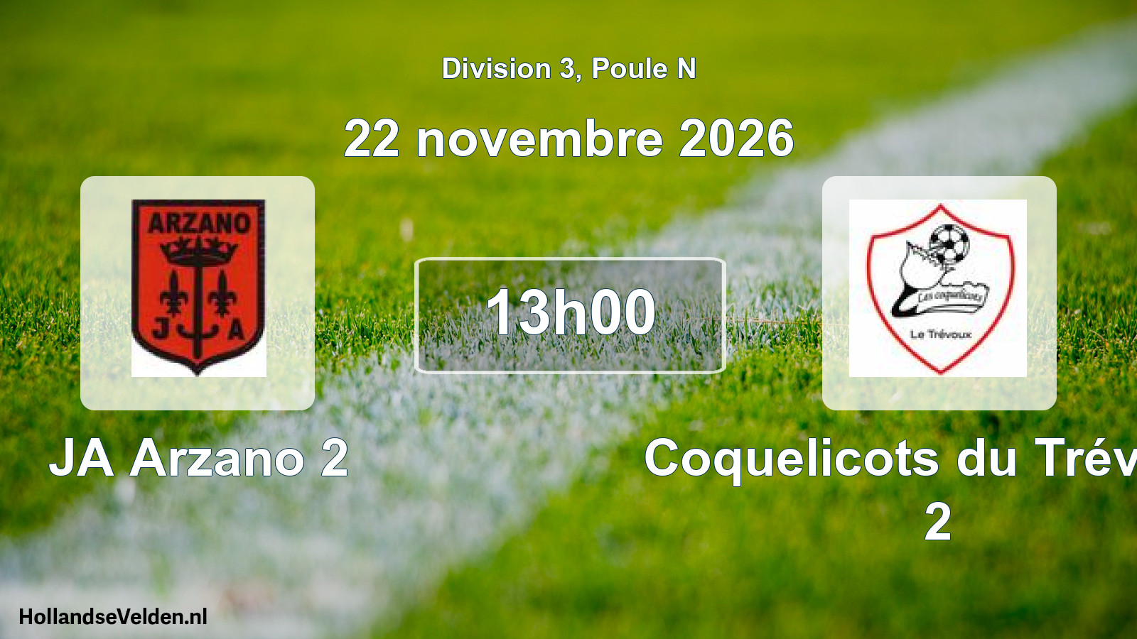 Scheduled Match: JA Arzano 2 - Coquelicots du Trévoux 2 (22 November 2026)