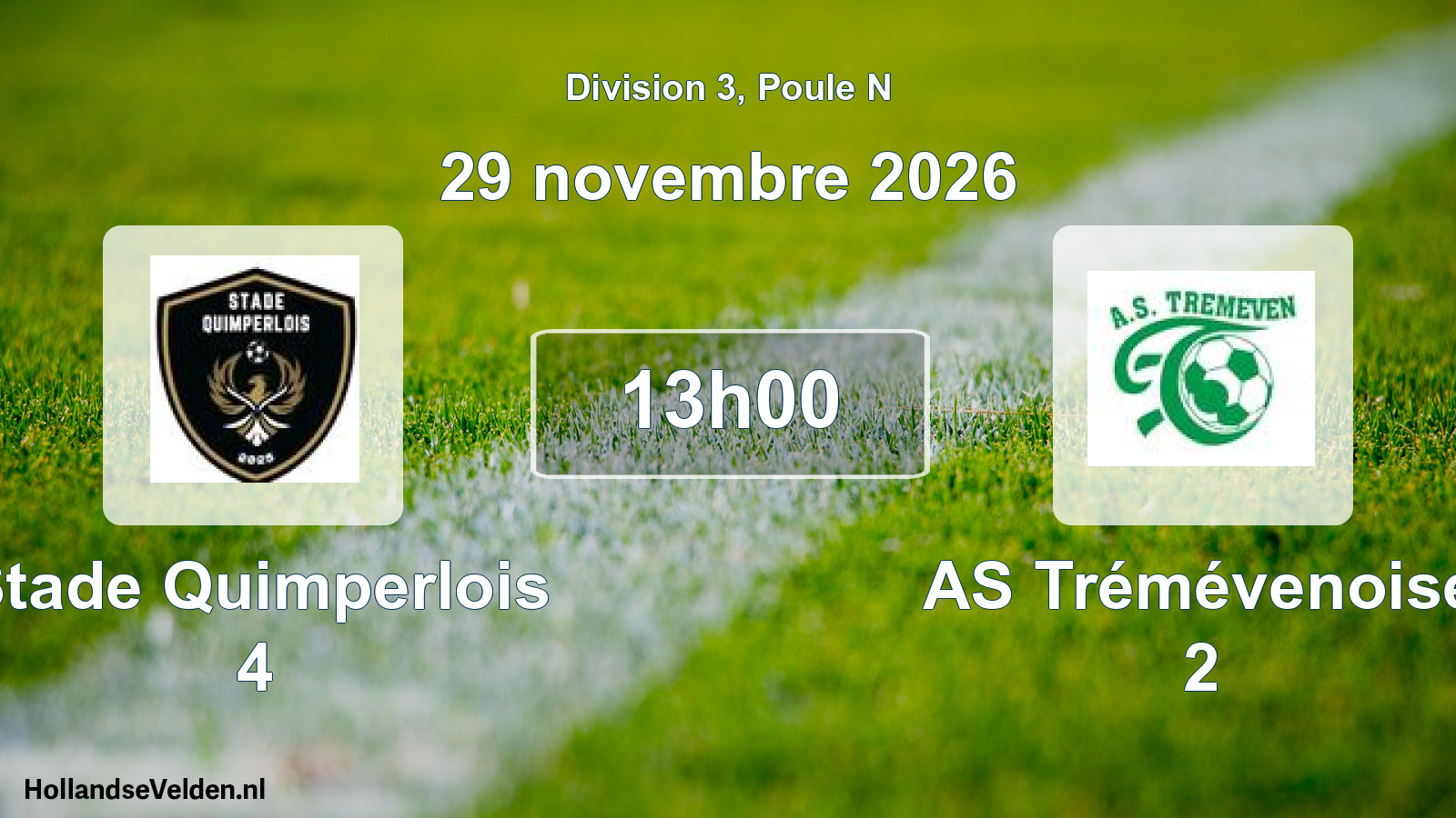 Geplande wedstrijd: Stade Quimperlois 4 - AS Trémévenoise 2 (29 november 2026)