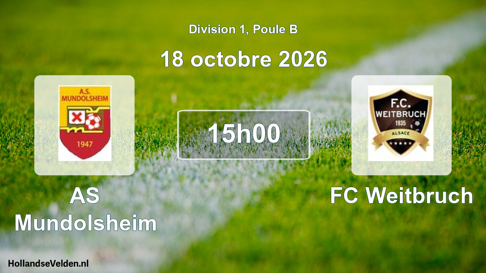 Match programmé: AS Mundolsheim - FC Weitbruch (18 octobre 2026)
