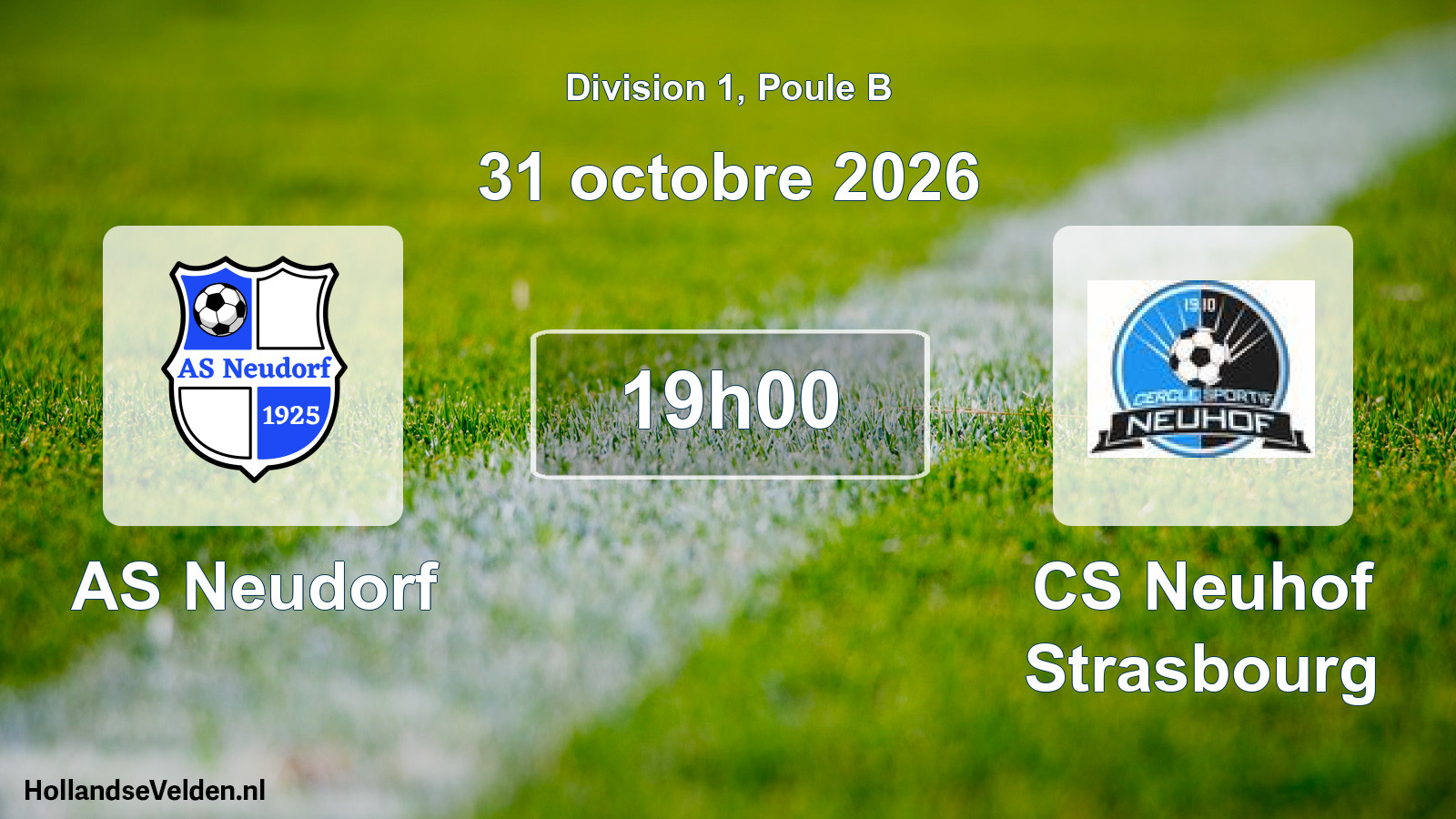Match programmé: AS Neudorf - CS Neuhof Strasbourg (31 octobre 2026)