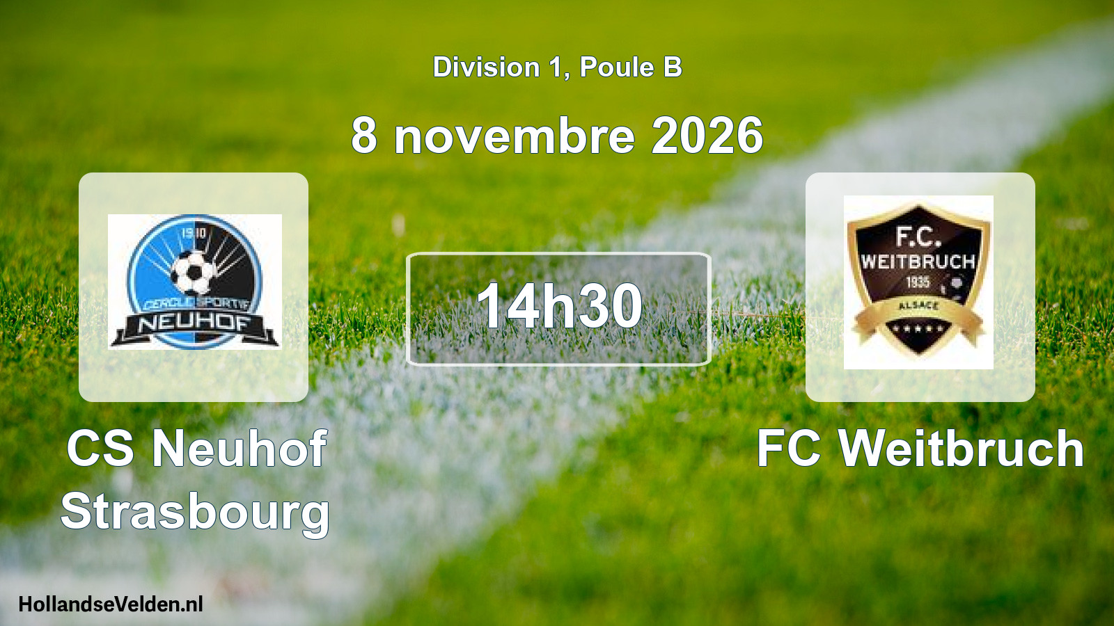 Match programmé: CS Neuhof Strasbourg - FC Weitbruch (8 novembre 2026)