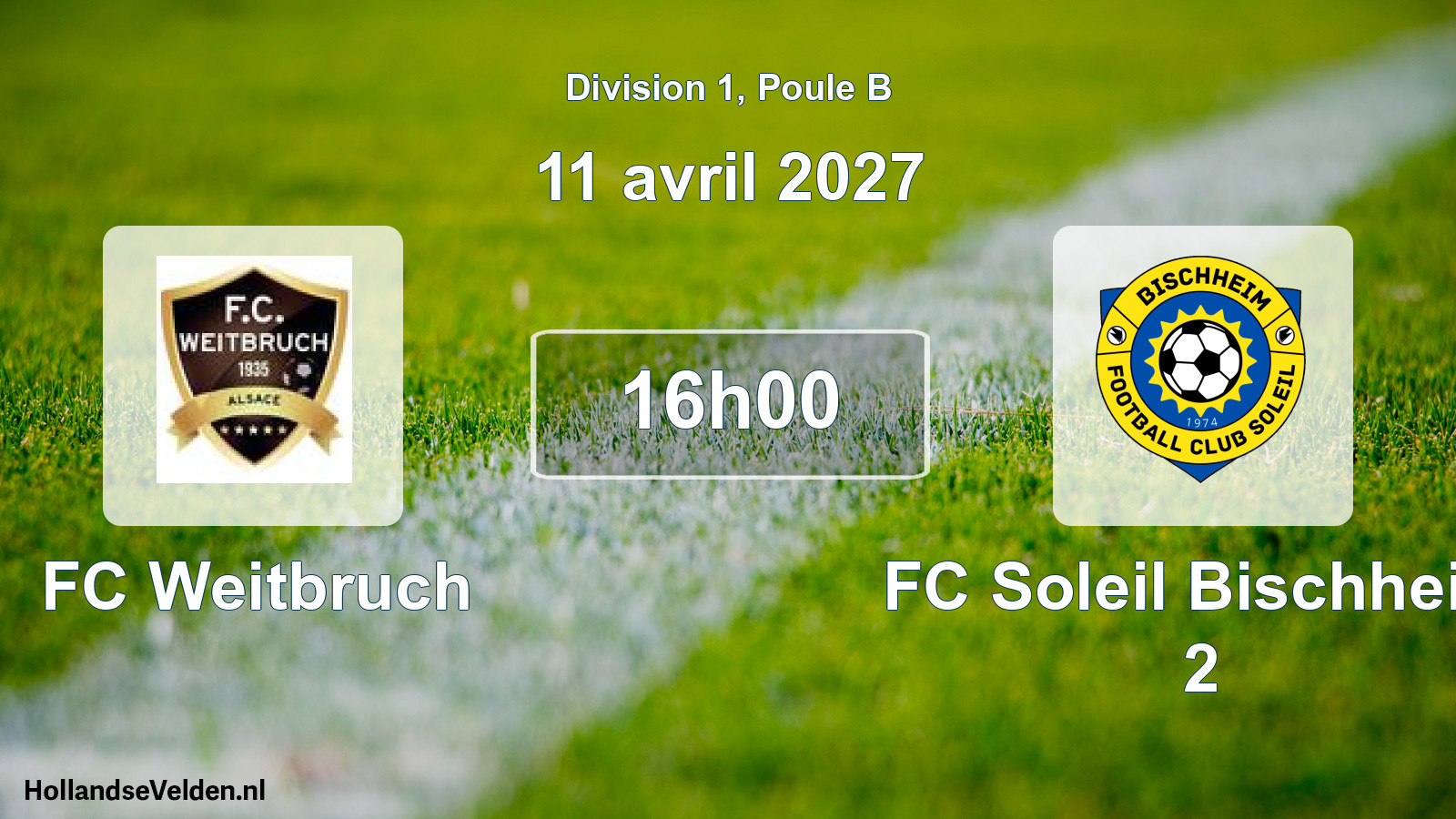 Match programmé: FC Weitbruch - FC Soleil Bischheim 2 (11 avril 2027)