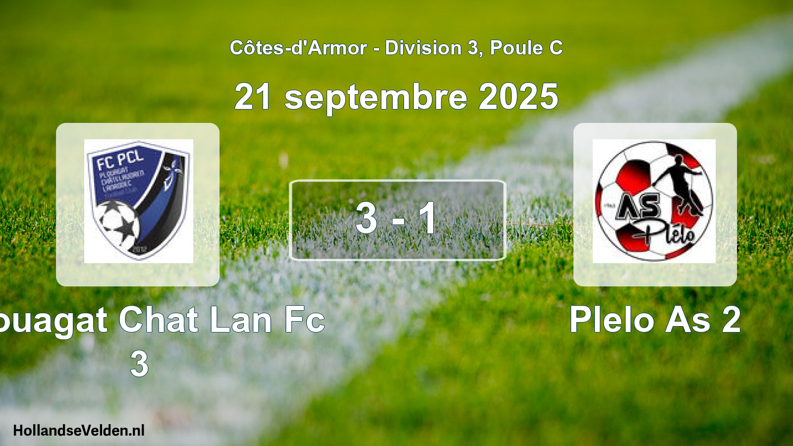 Gespeelde wedstrijd: Plouagat Chat Lan Fc 3 - Plelo As 2 3 - 1 (21 september 2025)