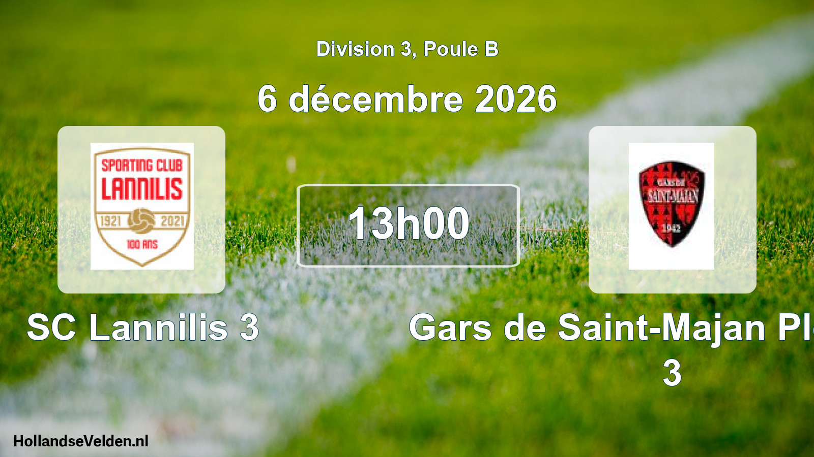 Match programmé: SC Lannilis 3 - Gars de Saint-Majan Plouguin 3 (6 décembre 2026)