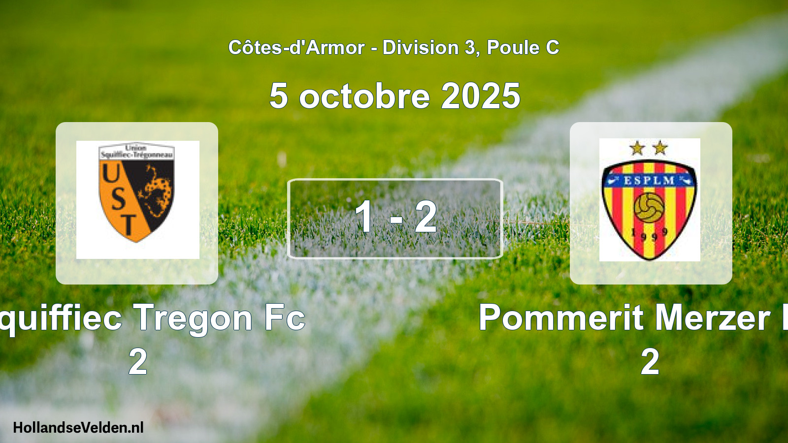 Total number of matches played: Squiffiec Tregon Fc 2 - Pommerit Merzer Es 2 1 - 2 (5 October 2025)