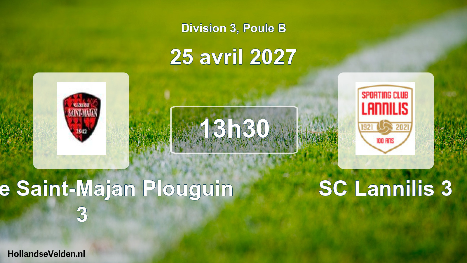 Match programmé: Gars de Saint-Majan Plouguin 3 - SC Lannilis 3 (25 avril 2027)