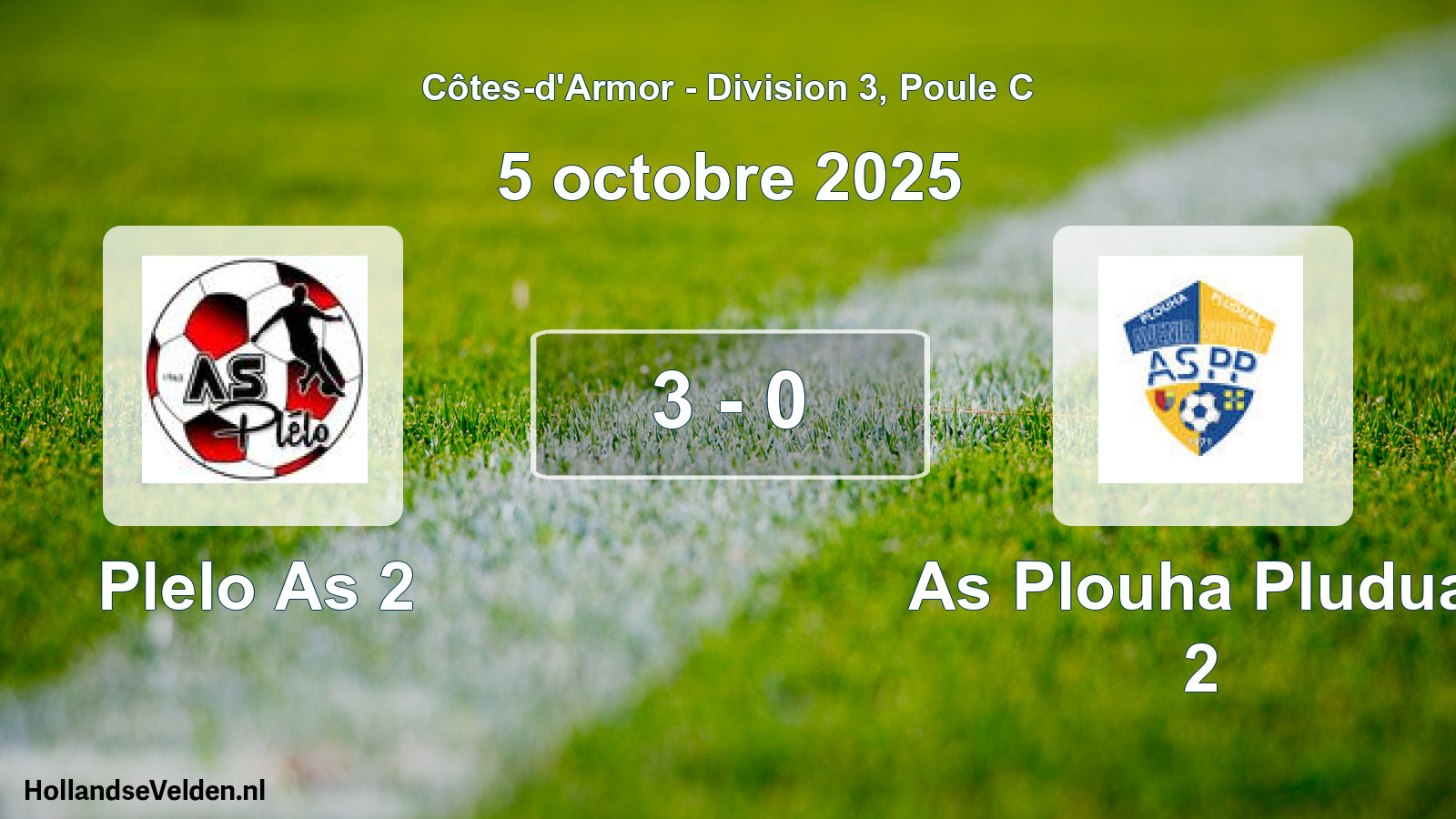 Total number of matches played: Plelo As 2 - As Plouha Pludual 2 3 - 0 (5 October 2025)