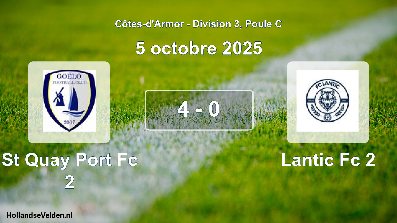 Gespeelde wedstrijd: St Quay Port Fc 2 - Lantic Fc 2 4 - 0 (5 octobre 2025)