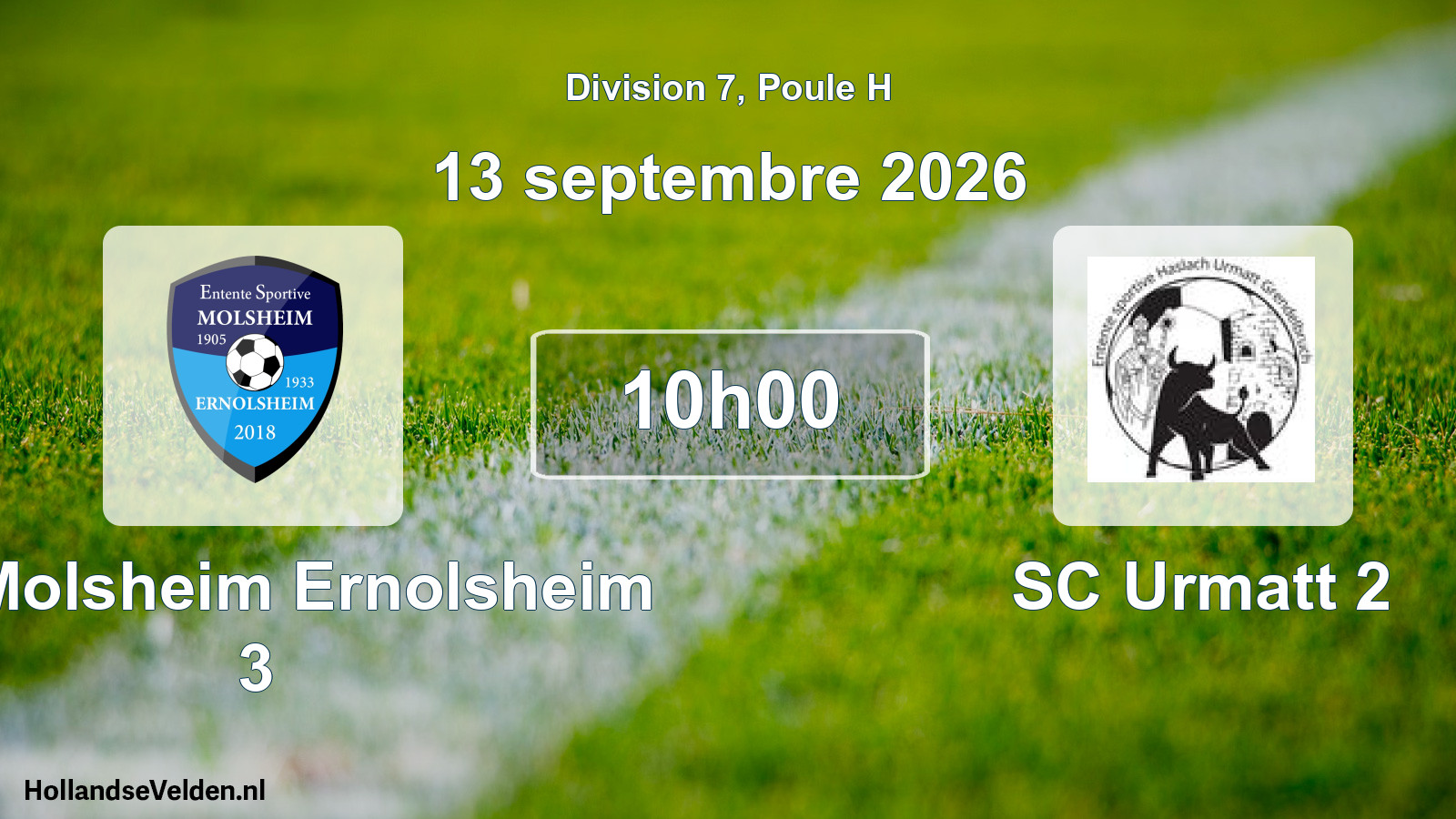 Match programmé: ES Molsheim Ernolsheim 3 - SC Urmatt 2 (13 septembre 2026)