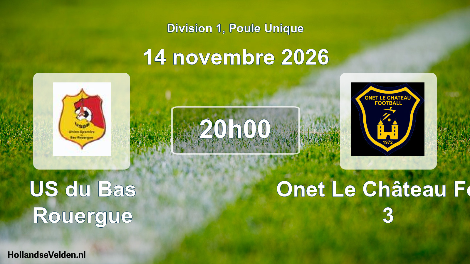 Match programmé: US du Bas Rouergue - Onet Le Château Foot 3 (14 novembre 2026)