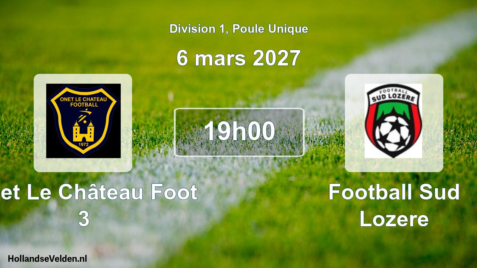 Match programmé: Onet Le Château Foot 3 - Football Sud Lozere (6 mars 2027)