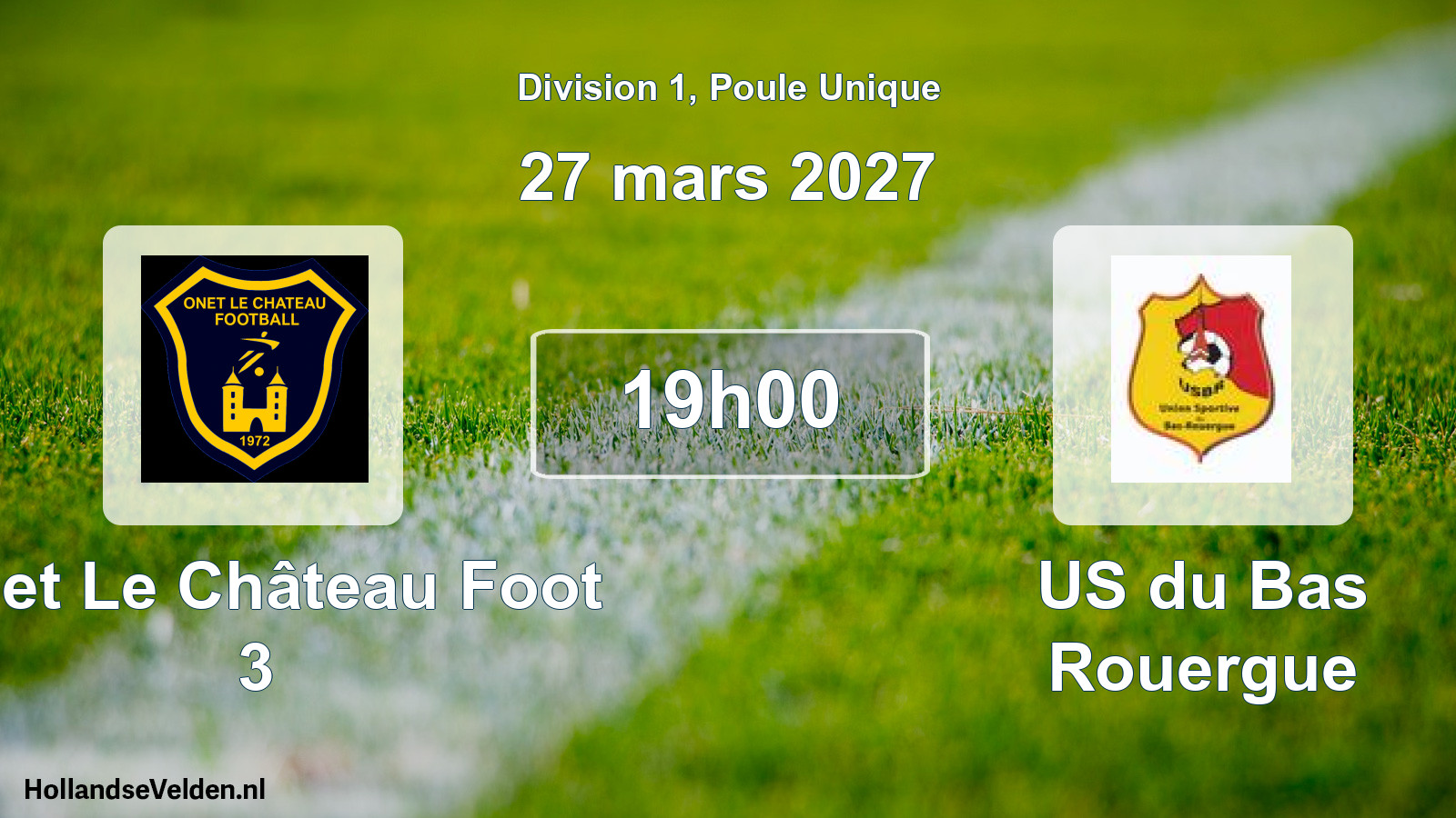 Match programmé: Onet Le Château Foot 3 - US du Bas Rouergue (27 mars 2027)
