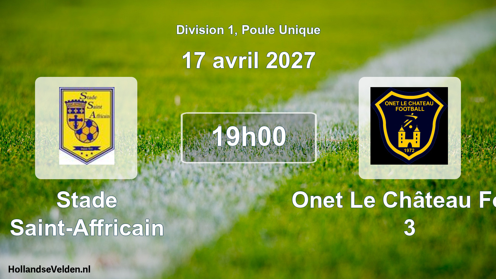 Match programmé: Stade Saint-Affricain - Onet Le Château Foot 3 (17 avril 2027)