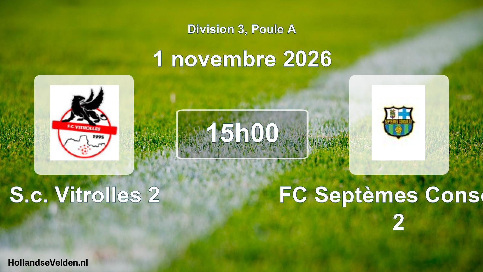 Match programmé: S.c. Vitrolles 2 - FC Septèmes Consolat 2 (1 novembre 2026)