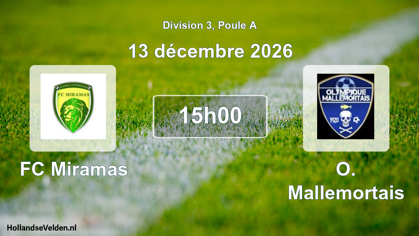 Match programmé: FC Miramas - O. Mallemortais (13 décembre 2026)