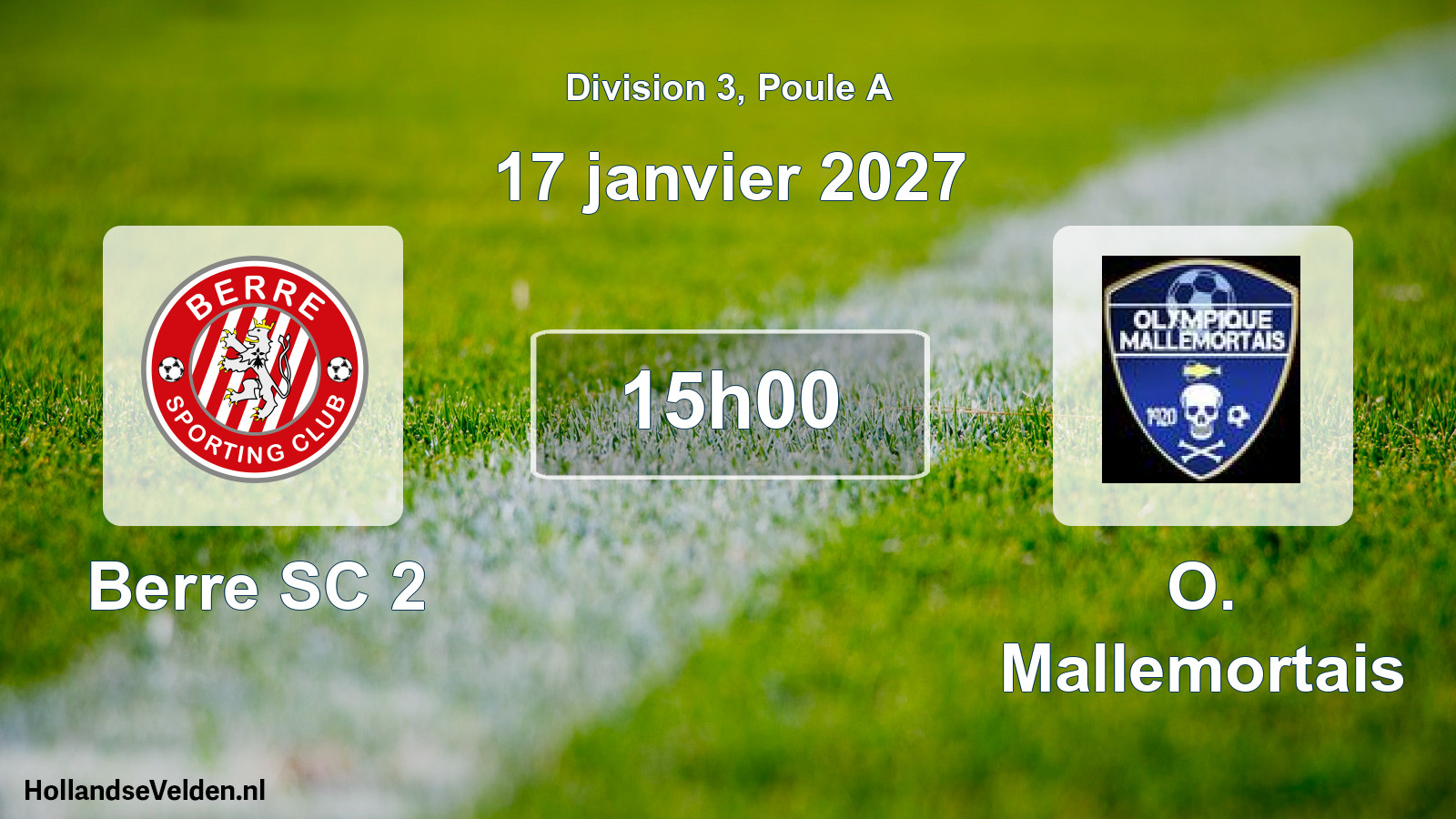 Match programmé: Berre SC 2 - O. Mallemortais (17 janvier 2027)
