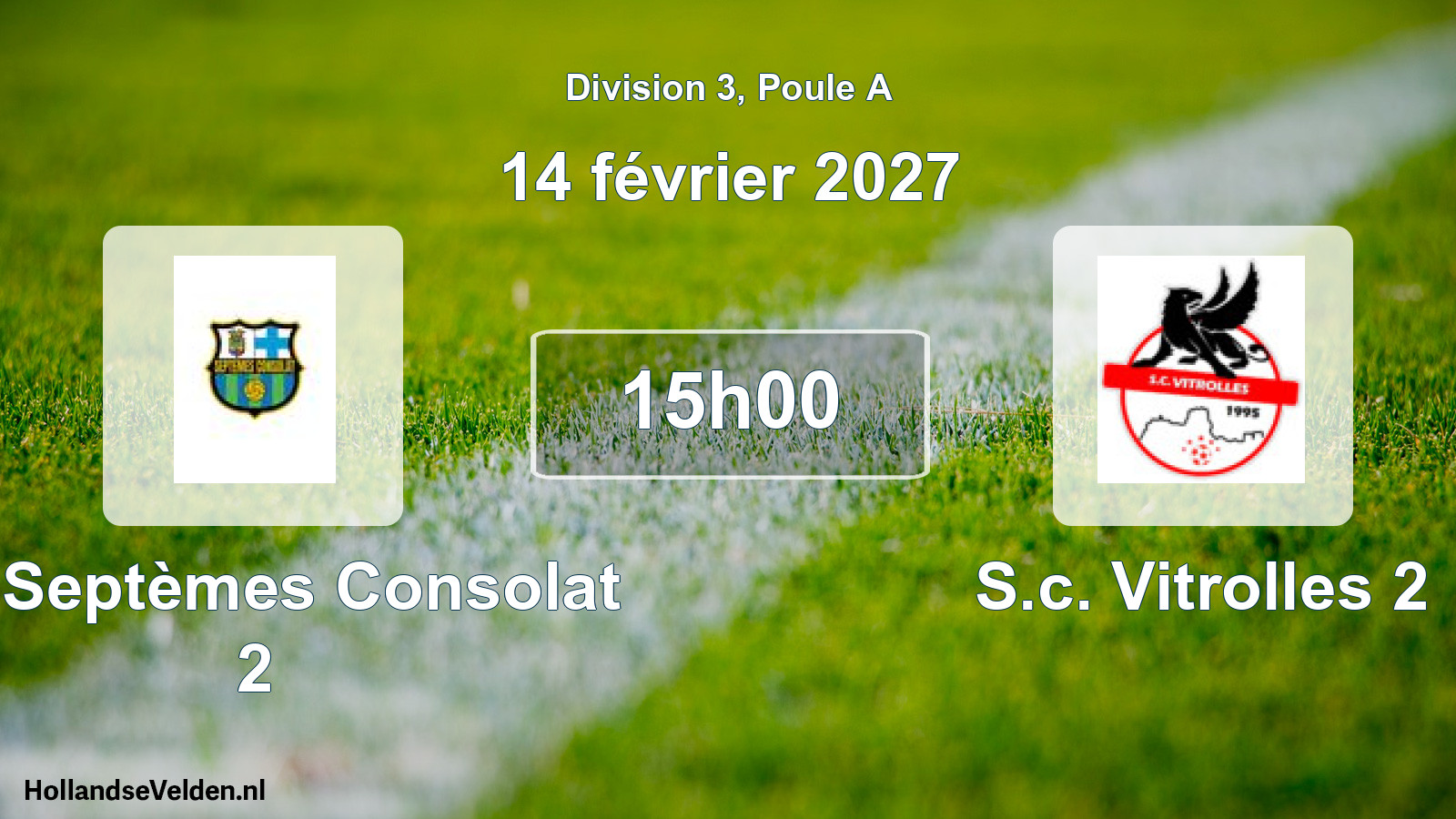 Match programmé: FC Septèmes Consolat 2 - S.c. Vitrolles 2 (14 février 2027)