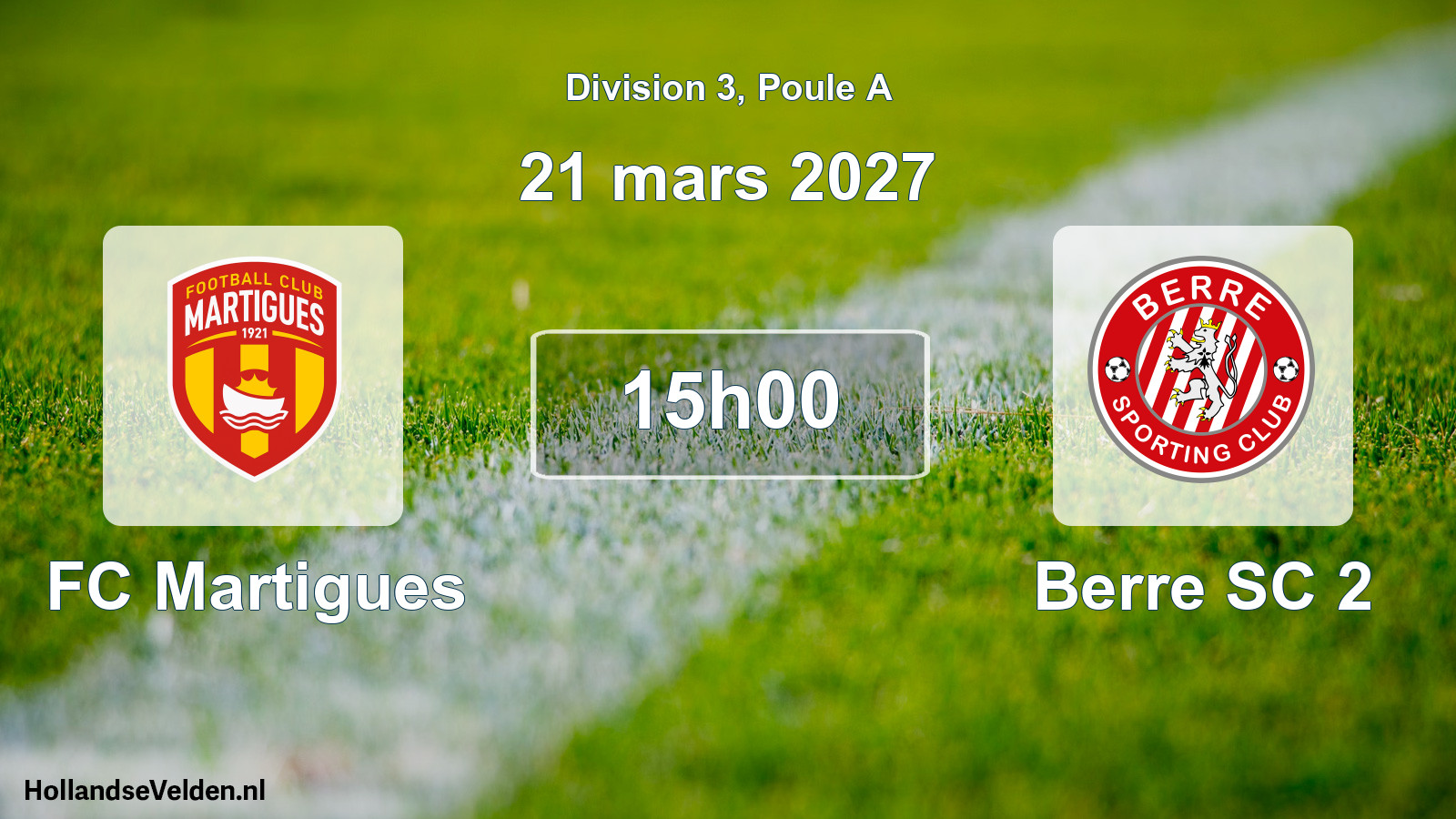 Match programmé: FC Martigues - Berre SC 2 (21 mars 2027)