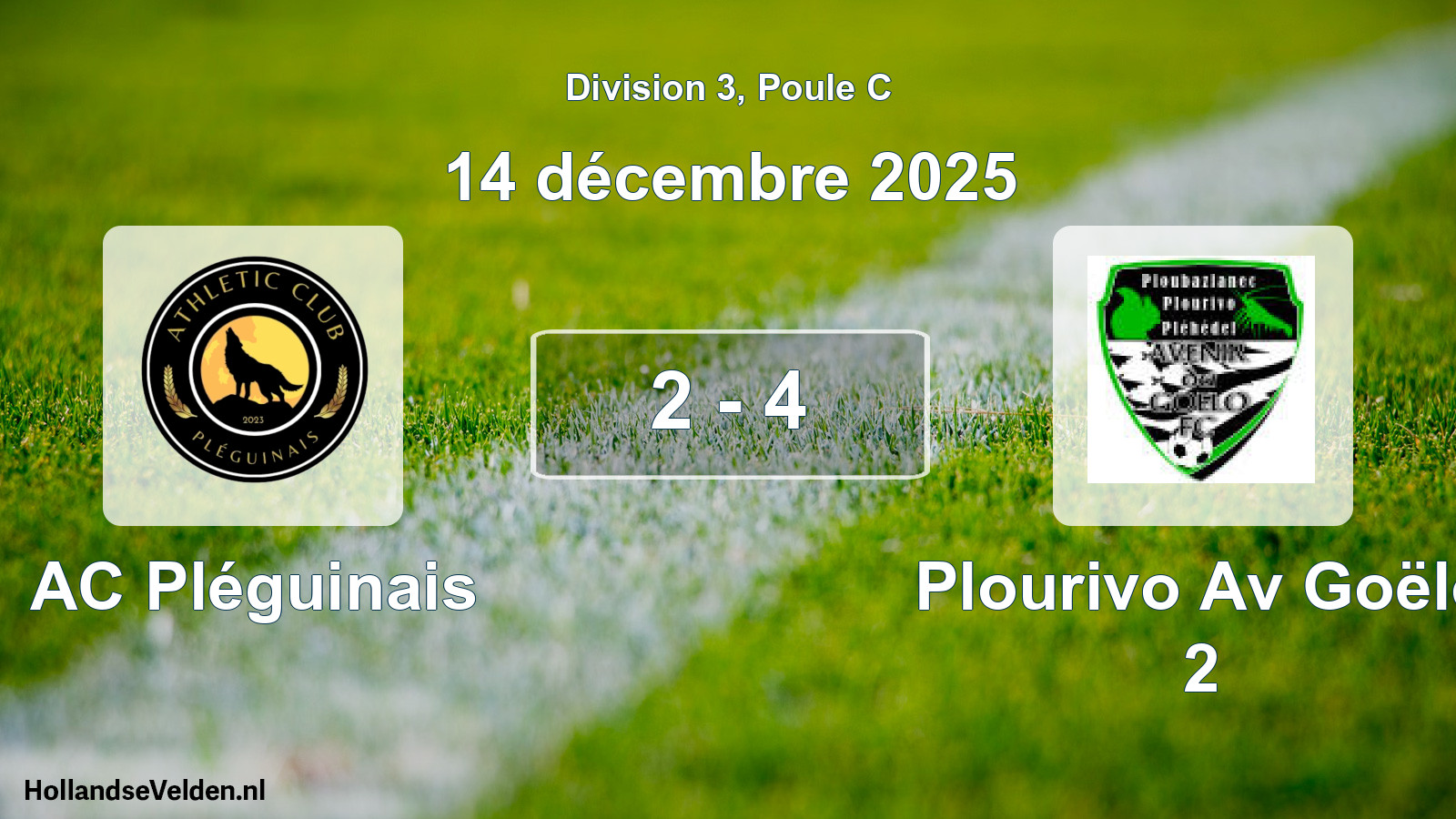 Gespeelde wedstrijd: AC Pléguinais - Plourivo Av Goëlo 2 2 - 4 (14 december 2025)