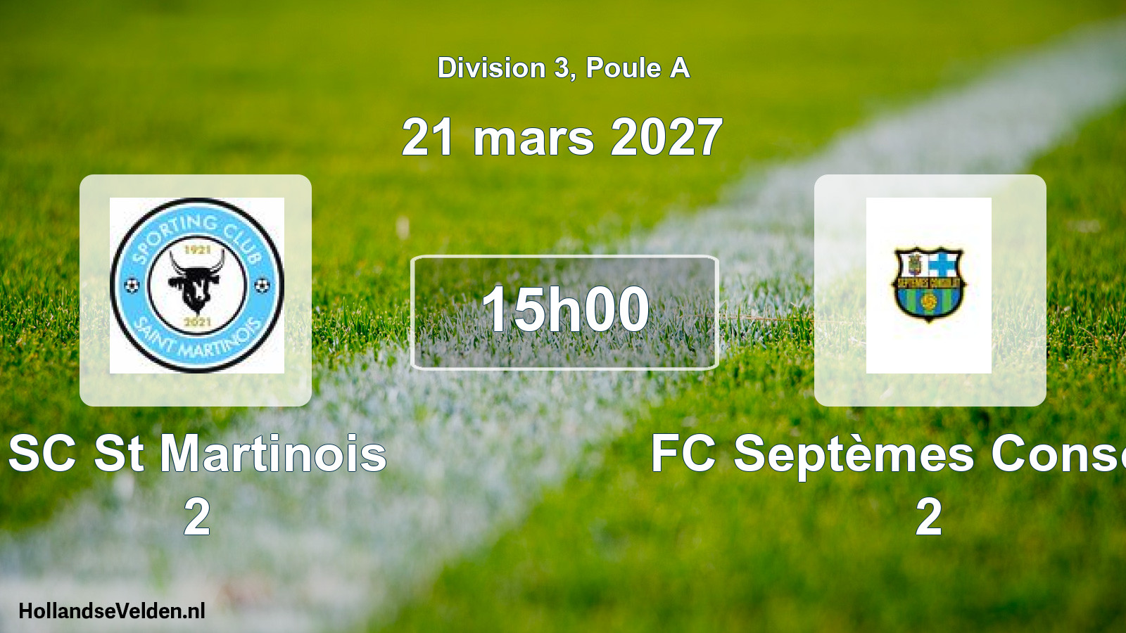 Match programmé: SC St Martinois 2 - FC Septèmes Consolat 2 (21 mars 2027)