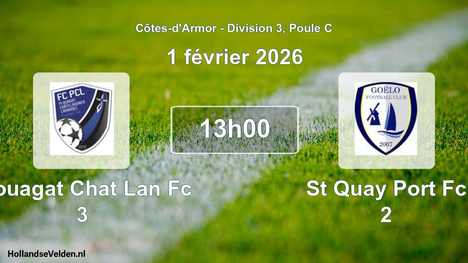 Scheduled Match: Plouagat Chat Lan Fc 3 - St Quay Port Fc 2 (1 February 2026)