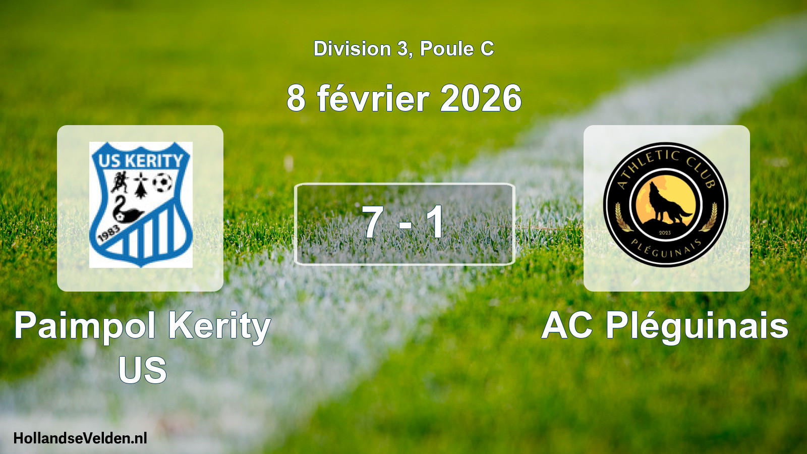 Gespeelde wedstrijd: Paimpol Kerity US - AC Pléguinais 7 - 1 (8 februari 2026)
