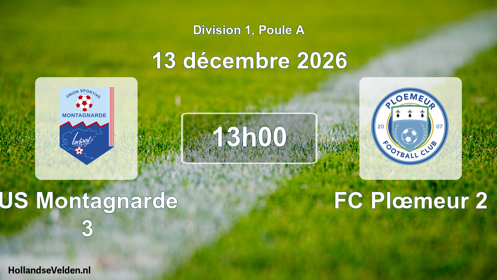 Match programmé: US Montagnarde 3 - FC Plœmeur 2 (13 décembre 2026)