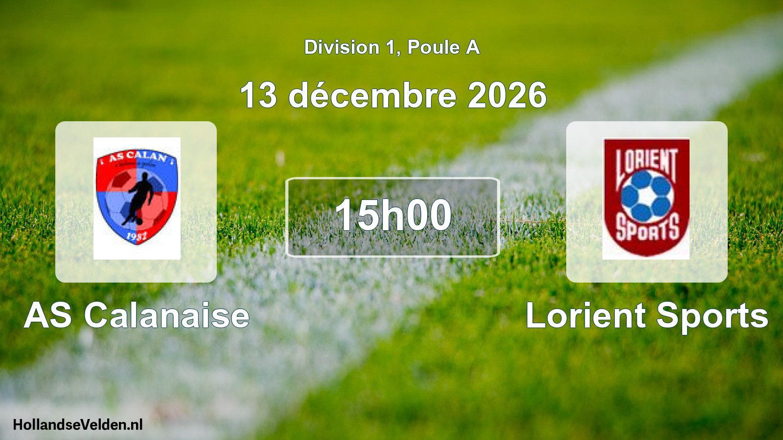 Match programmé: AS Calanaise - Lorient Sports (13 décembre 2026)