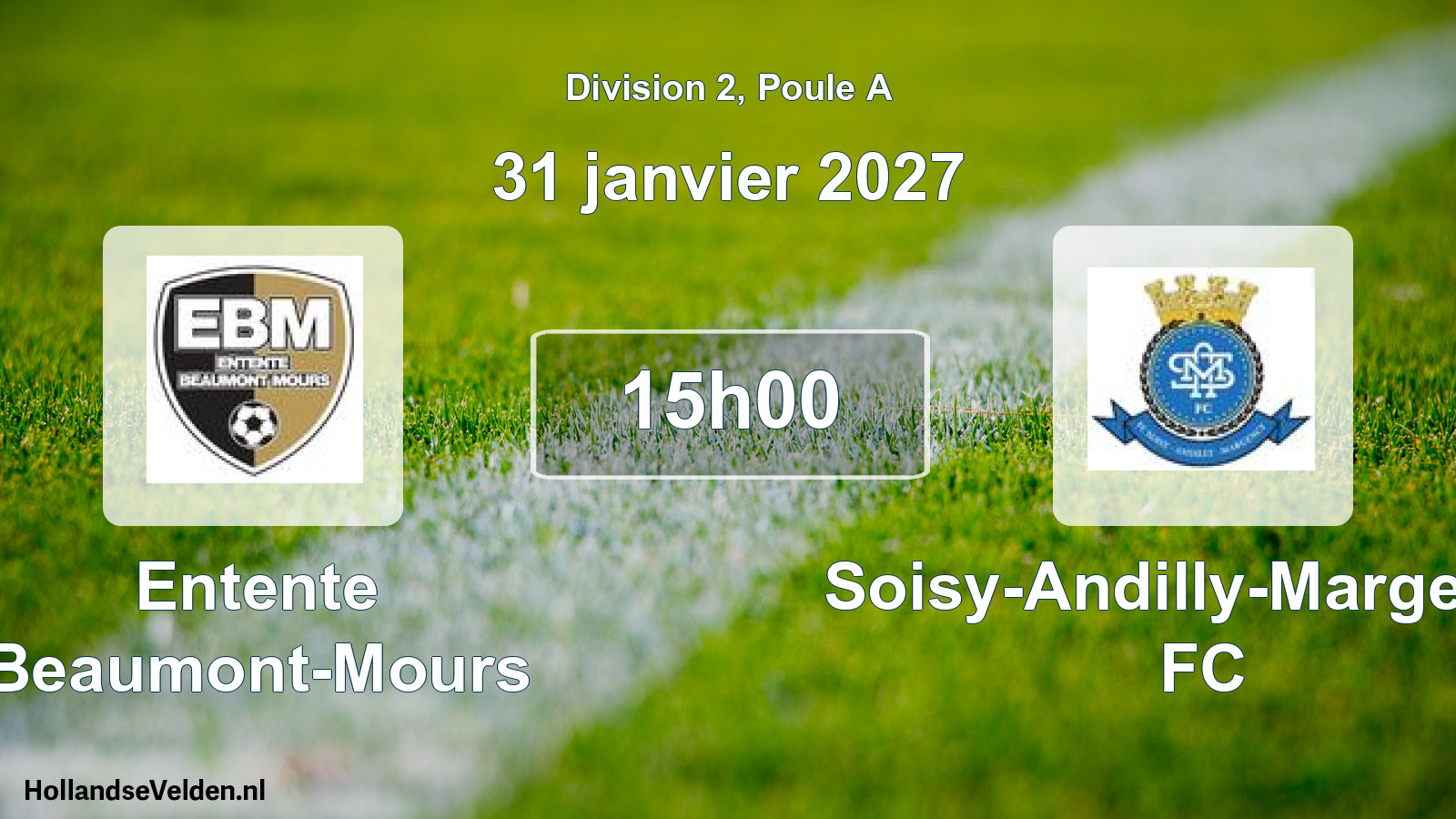 Match programmé: Entente Beaumont-Mours - Soisy-Andilly-Margency FC (31 janvier 2027)