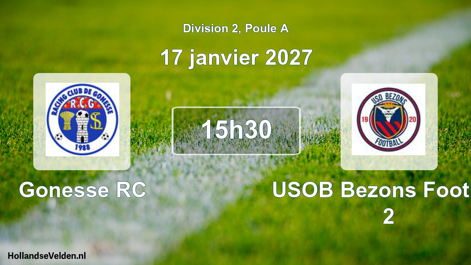 Match programmé: Gonesse RC - USOB Bezons Football 2 (17 janvier 2027)