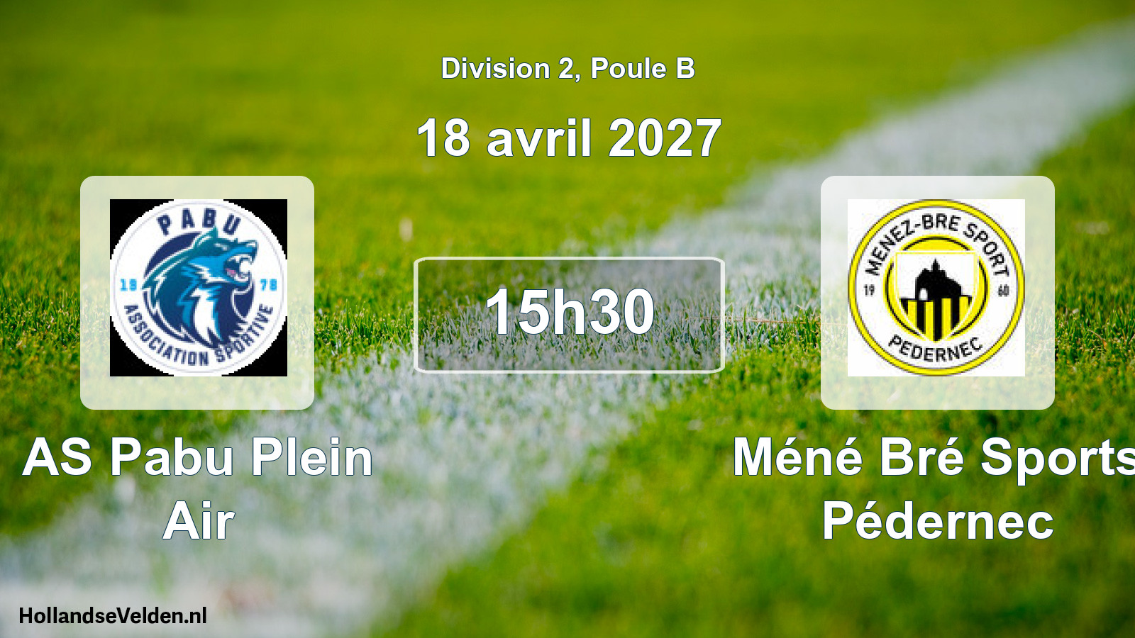 Match programmé: AS Pabu Plein Air - Méné Bré Sports Pédernec (18 avril 2027)