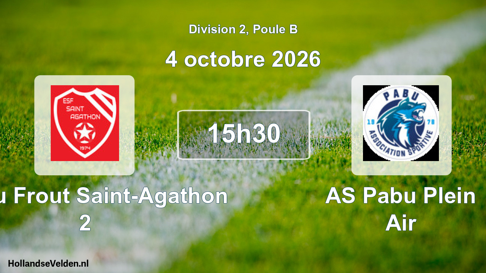 Match programmé: ES du Frout Saint-Agathon 2 - AS Pabu Plein Air (4 octobre 2026)