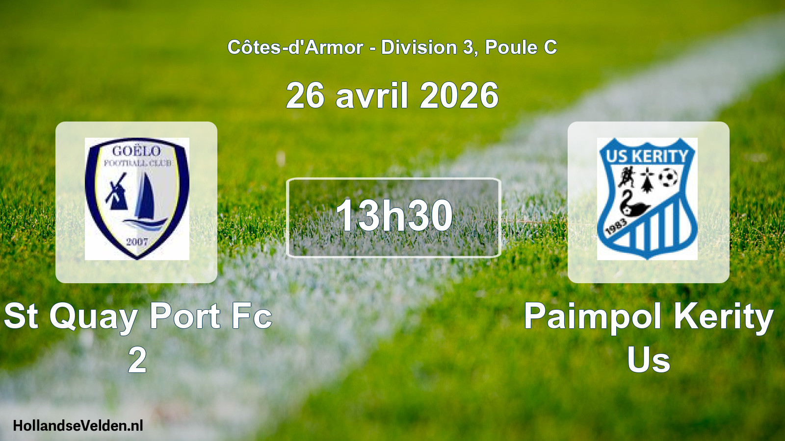 Geplande wedstrijd: St Quay Port Fc 2 - Paimpol Kerity Us (26 april 2026)
