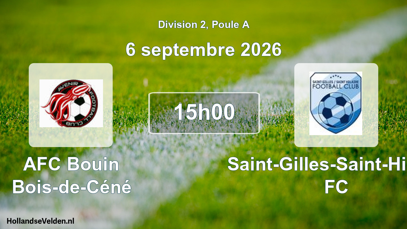 Match programmé: AFC Bouin Bois-de-Céné - Saint-Gilles-Saint-Hilaire FC (6 septembre 2026)