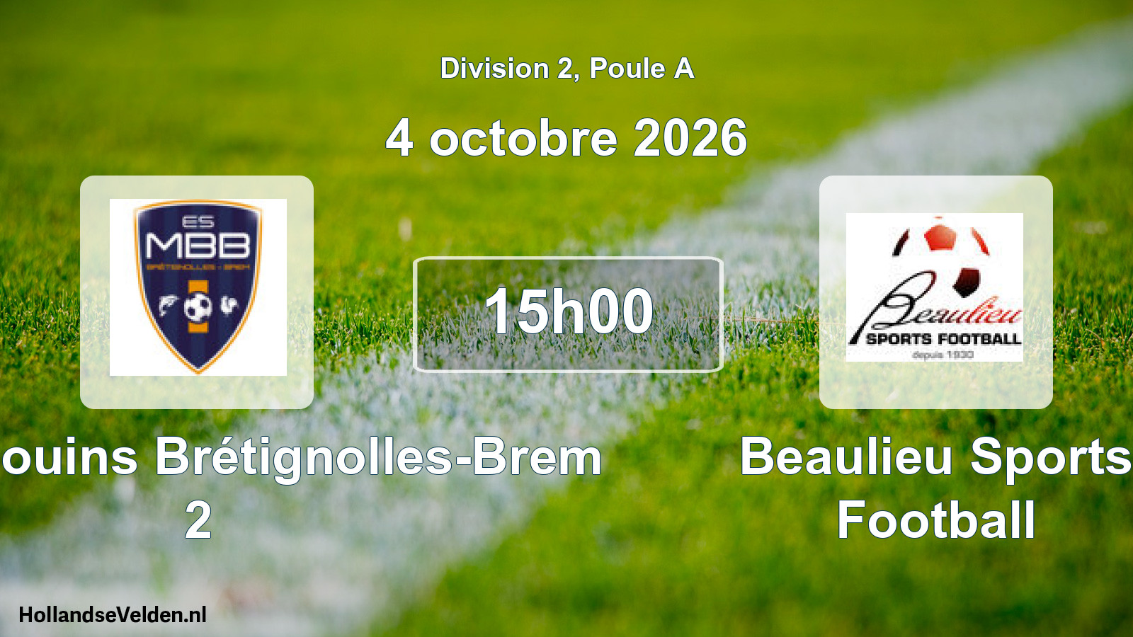 Scheduled Match: ES Marsouins Brétignolles-Brem 2 - Beaulieu Sports Football (4 October 2026)