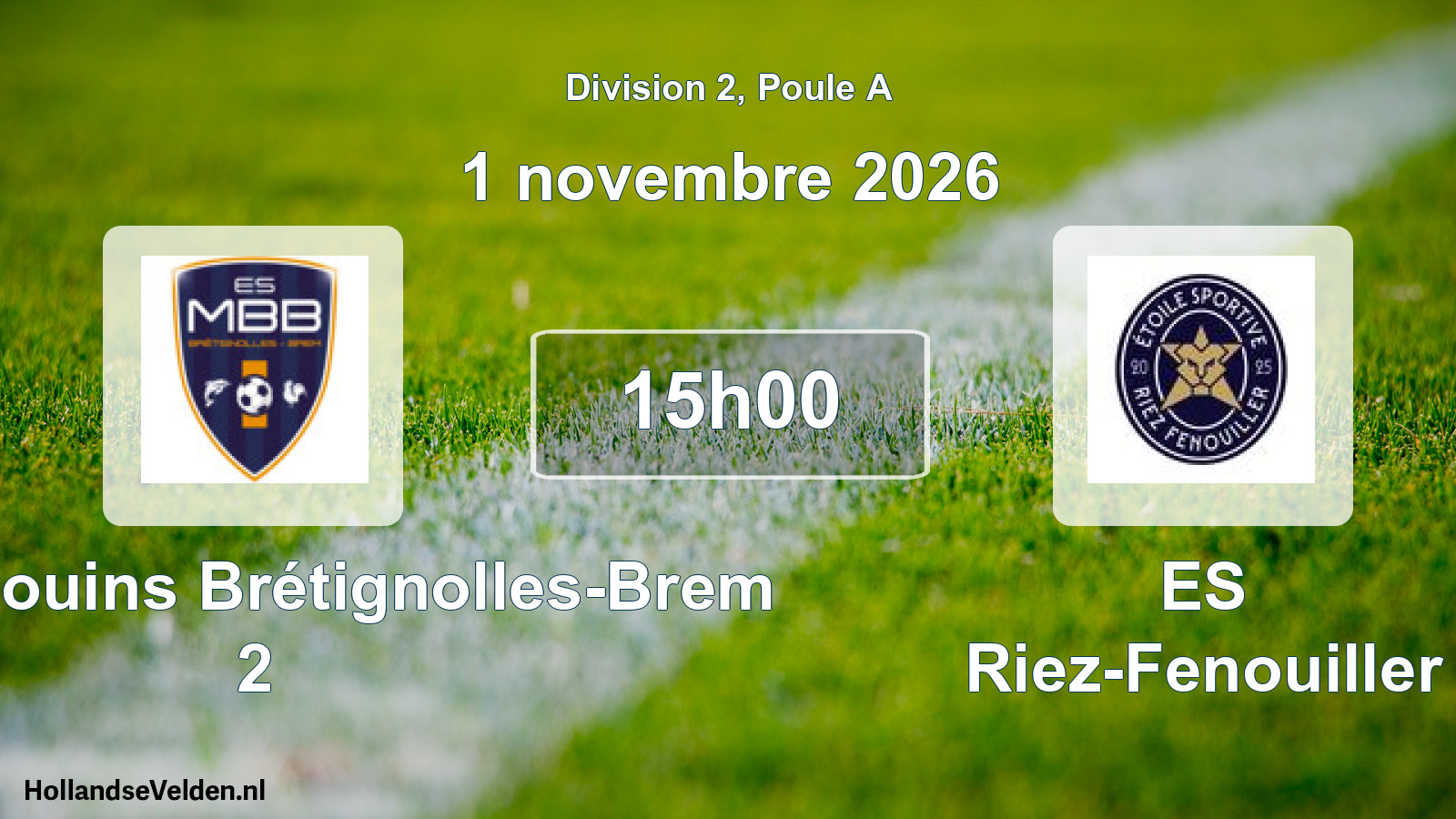 Scheduled Match: ES Marsouins Brétignolles-Brem 2 - ES Riez-Fenouiller (1 November 2026)